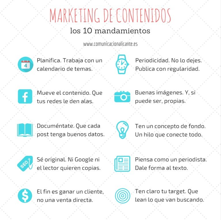 Los diez mandamientos del marketing de contenidos.